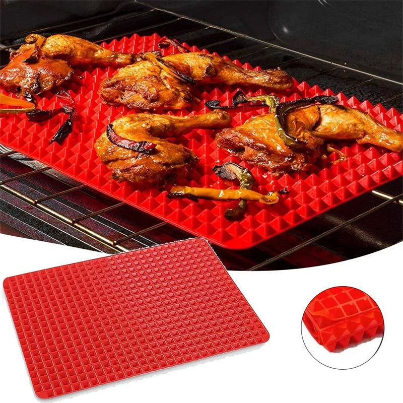 Non-Stick Silicone Pyramid Cooking Mat Baking Mat With Grid Versatile Oven BBQ Cooking Mat Heat-Resistant Mat Kitchen Tools Kitchen Gadgets